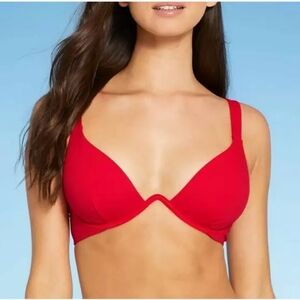 Shade & Shore Women's Red Double lined Under Wire Bikini Top Size 34D
